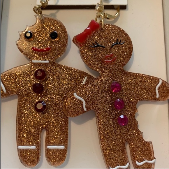 BETSEY JOHNSON Earrings Holiday Gift Stocking Stuffer Gingerbread Man & Woman - Picture 4 of 14